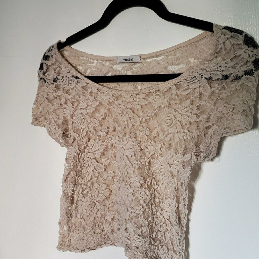 Cream colored lace crop top